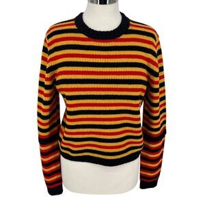 Victoria Beckham Retro Stripe Wool Sweater Yellow Red Black Size Medium NWOT